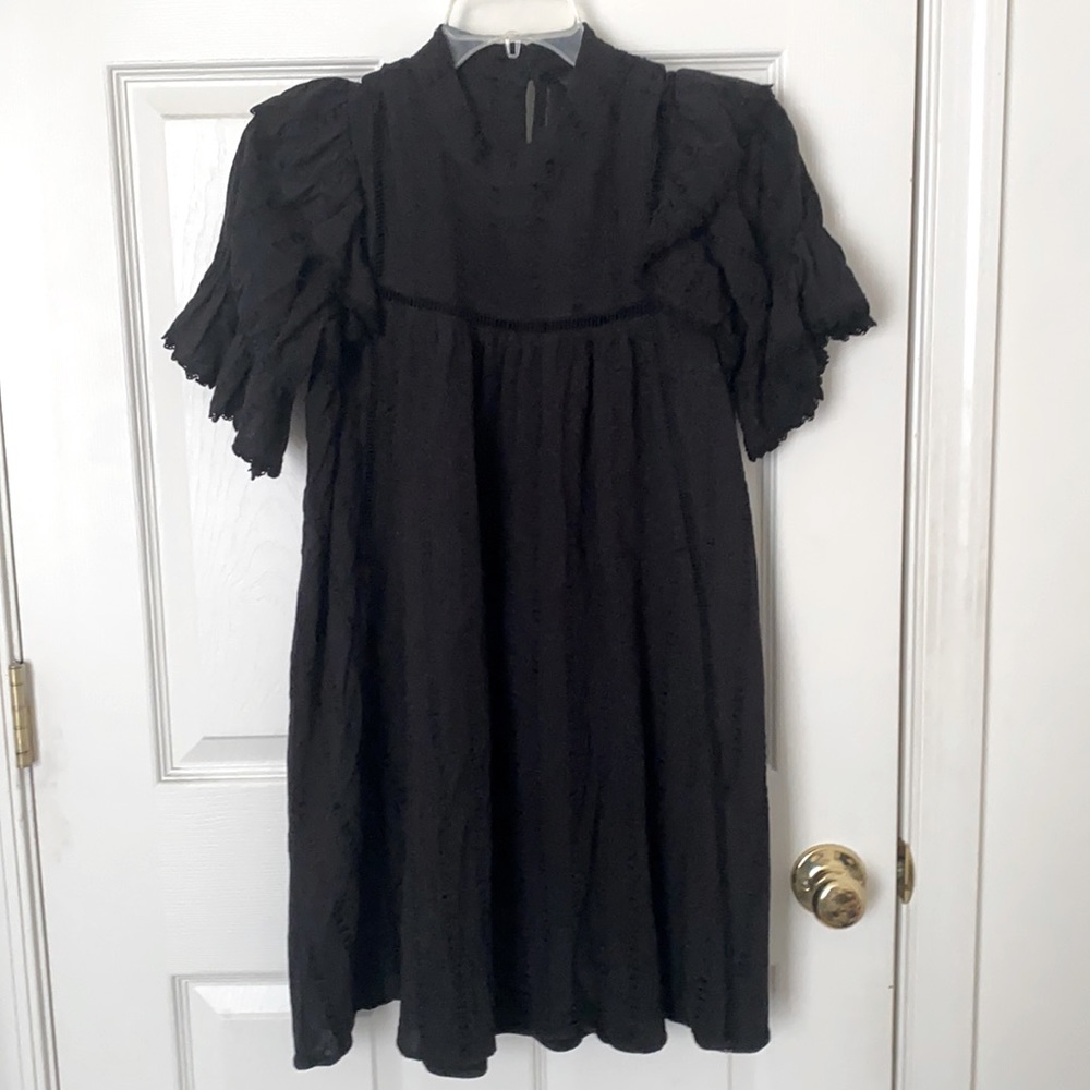 NWT Forever 21 Black Ruffle Sleeve Dress